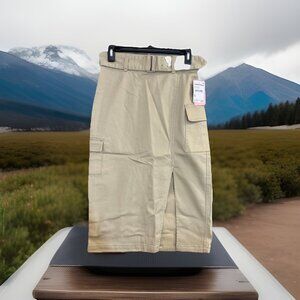 NWT Juicy Couture Denim Midi Cargo/Nomad Skirt W/ Belt Nomad Brown Women’s Sz 27
